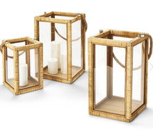 Load image into Gallery viewer, Rattan lantern with rope handle - Large