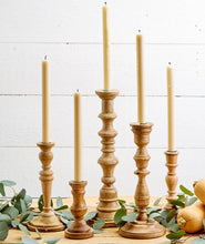 Load image into Gallery viewer, Set of 5 mango wood hand crafted candlesticks