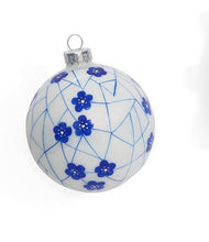 Load image into Gallery viewer, Floral White and Blue Ornament