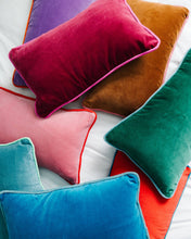 Load image into Gallery viewer, Charliss Velvet Lumbar Pillow - Wine + Hot Pink - Case Only
